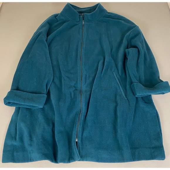 Roamans Fleece Jacket Women's  Plus Size 4X 34/36 Zip Up Blue Green Coat - Picture 1 of 12
